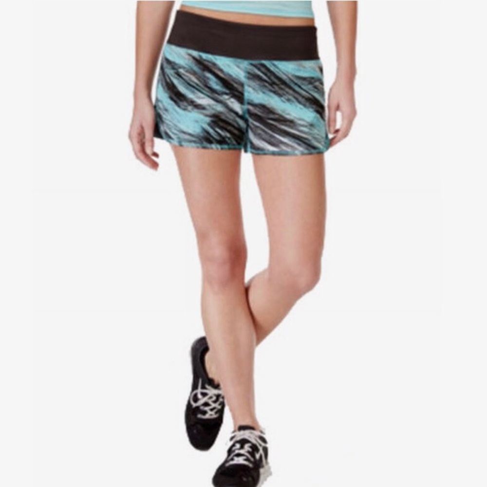 Dark grey and blue women’s athletic shorts